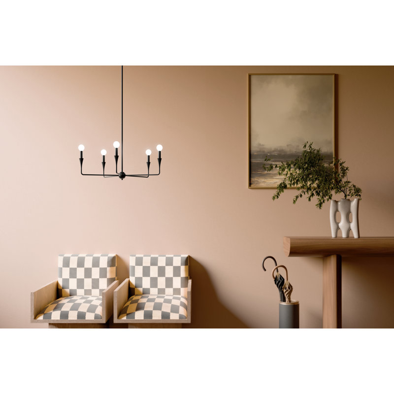 Kichler Alvaro 5-Light Black Bare Bulb Steel Chandelier, Satin Black, 19.25" H x 30.25" W x 30.25" D, 5