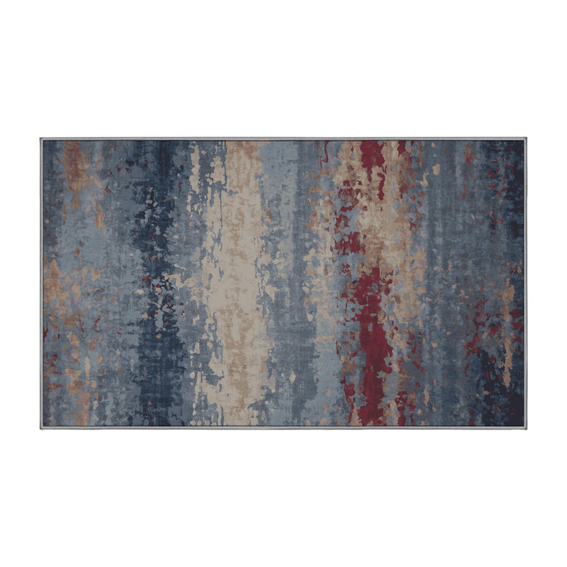 Tapis gris lavable à la machine, Rectangle 7 pi x 10 pi