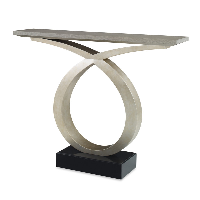 Loophole 48'' Solid Wood Top Console Table, Gray, Silver