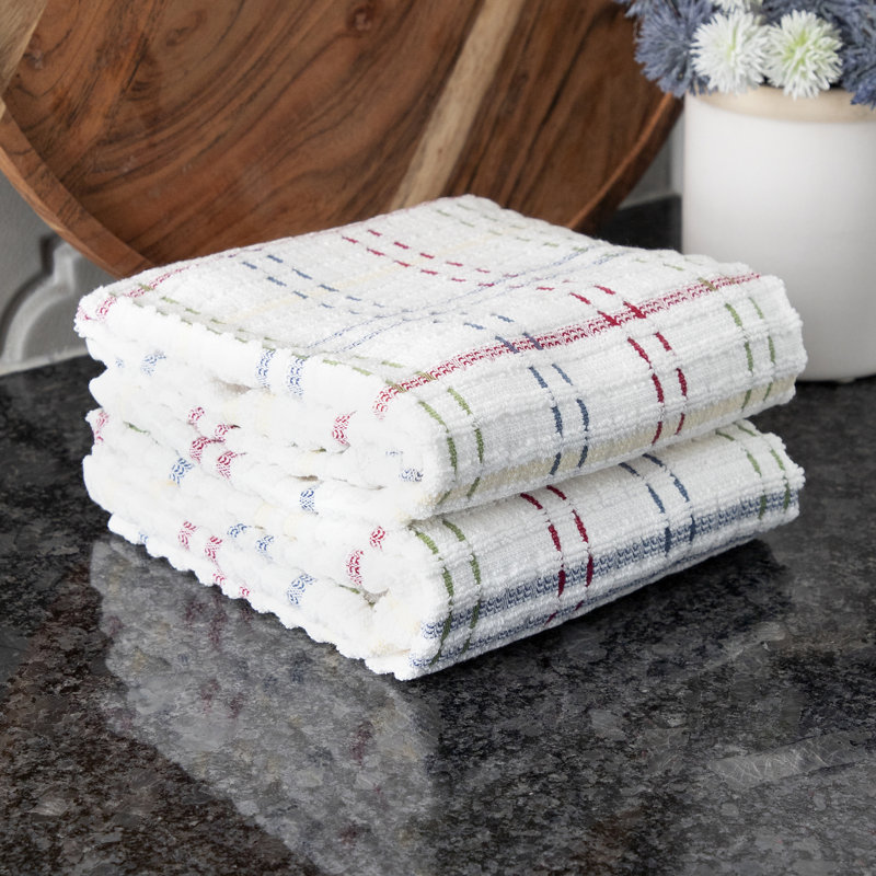 Cotton Plaid Waffle Tea Towel Kitchen Towel, Paprika
