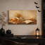 Art sur toile orange citrouille orange et fleurs séchées sur table rustique-1823383883