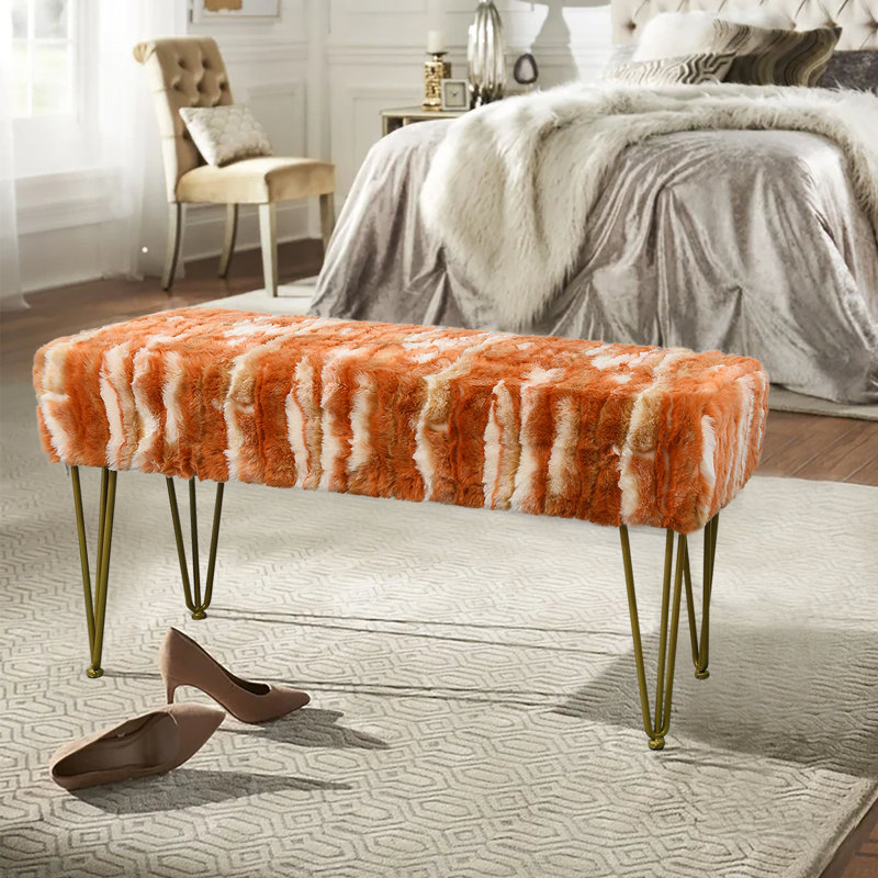 Markie Upholstered Ottoman, Burnt Orange