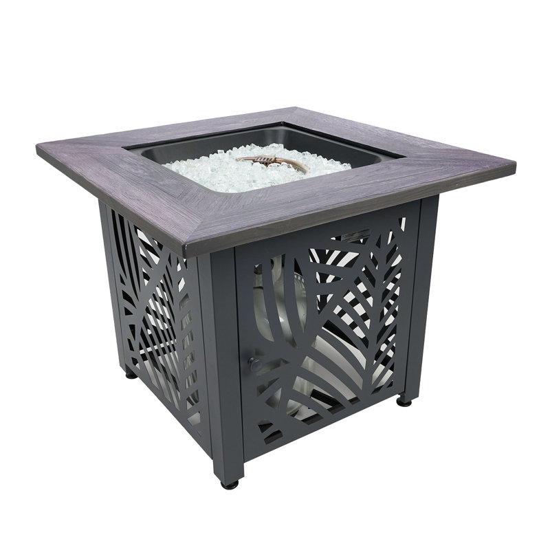 Lindsey 30 Inch Black Metal Square Gas Fire Pit Table