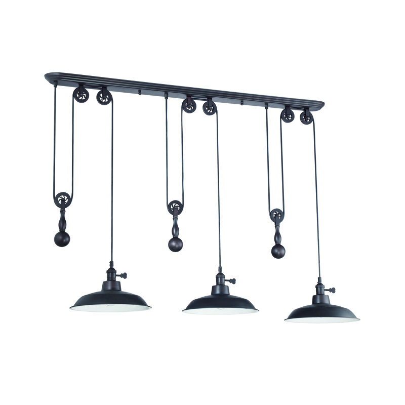 Pulley 3 - Light Kitchen Island Pendant, Antique Bronze