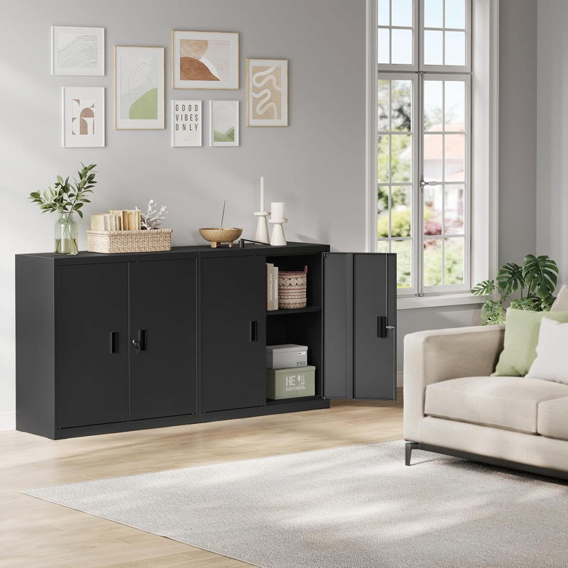 Bedarra Iron 2 - Door Rectangle Accent Cabinet, Black