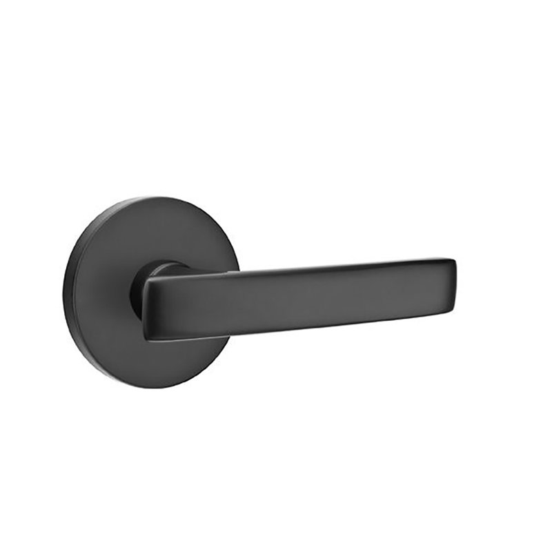Geneva Flat Passage (Hall & Closet) Door Lever with Round Rosette, Right, Flat Black