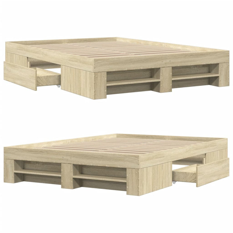 Storage Bed, Sonoma Oak, 140 x 190cm