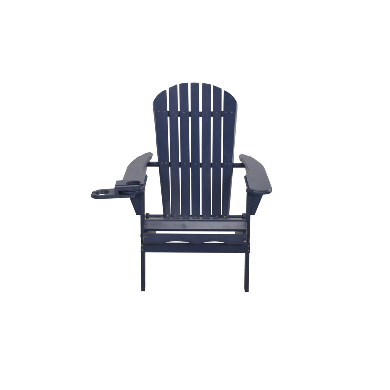 Chaise Adirondack pliante en bois massif avec table Valdese, Dark Blue