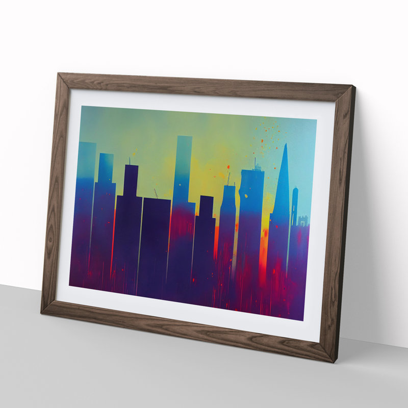City Skyline Splash Vol.3 Abstract - Framed Print, 34cm H x 46cm W x 2cm D, Walnut Framed