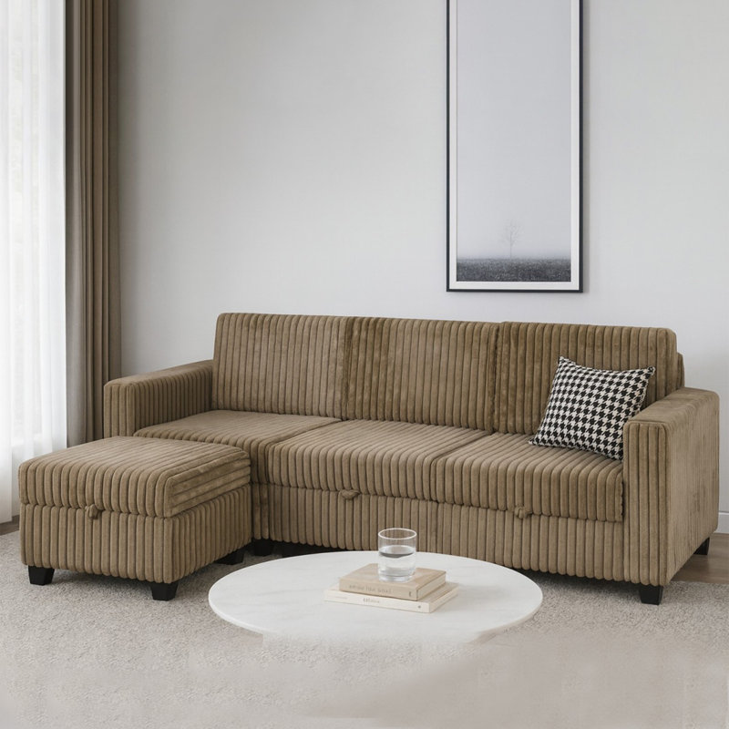 Canapé modulaire Lotus avec rangement, brun