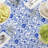Rectangular Tablecloth, 100% Cotton, 52X104", Watercolor Flowers On Vines Blue-507146777