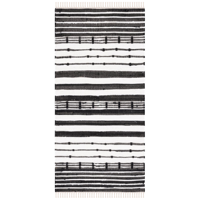 Martigues Striped Kilim Flat Weave Cotton Striped Rug, Rectangle 3' x 5'