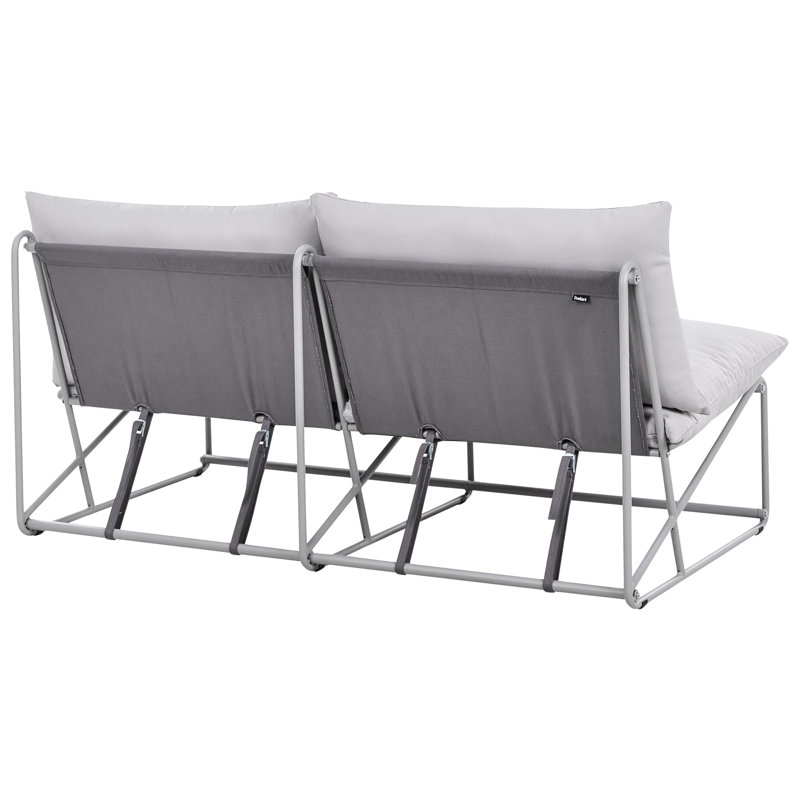 Garden Sofa Set 3 Seater Bessi Metal Green, Grey/Grey