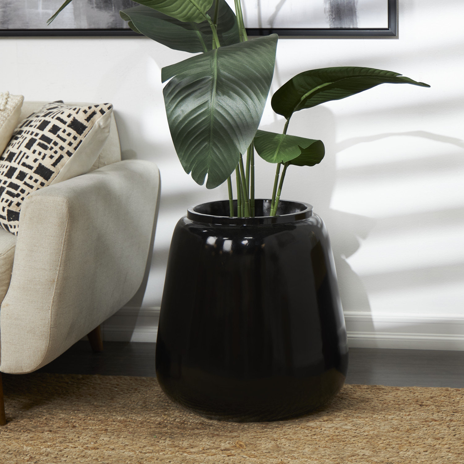 Mabe Floor Vase, 19.9" H x 19.45" W x 19.45" D, Black
