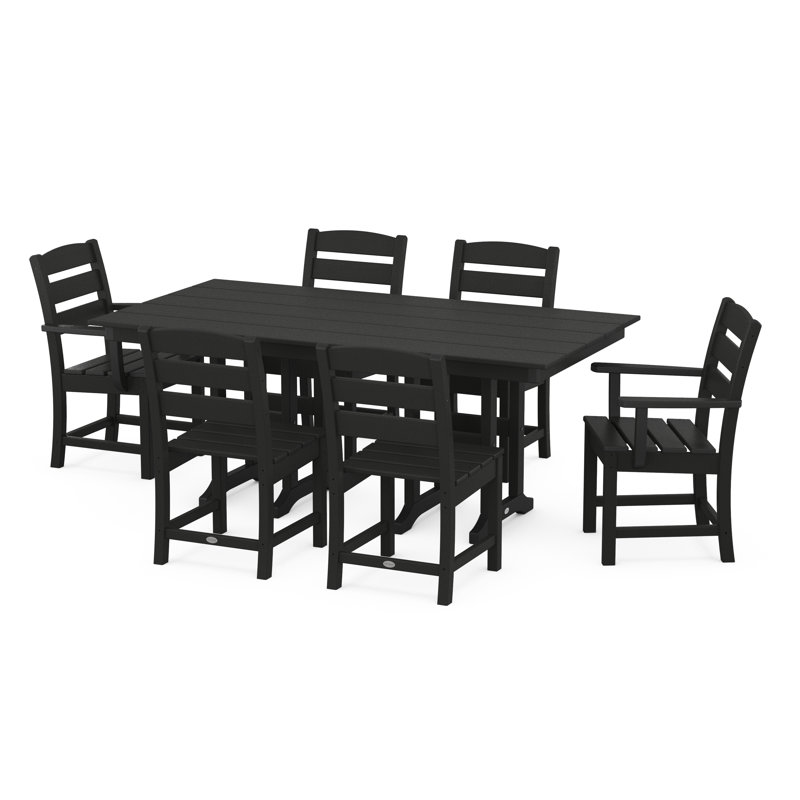Lakeside 7-Piece Farmhouse Dining Set, Black