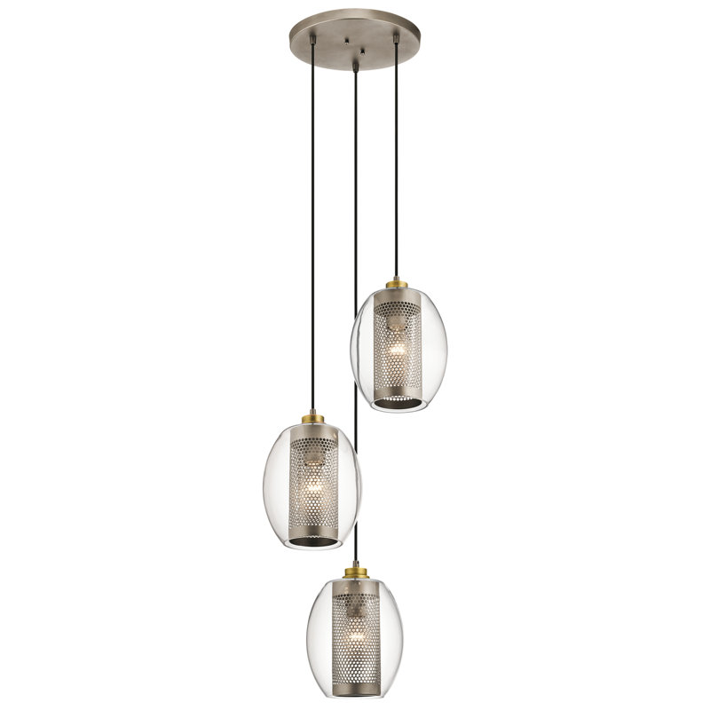Earline 3 - Light Antique Pewter Cluster Pendant