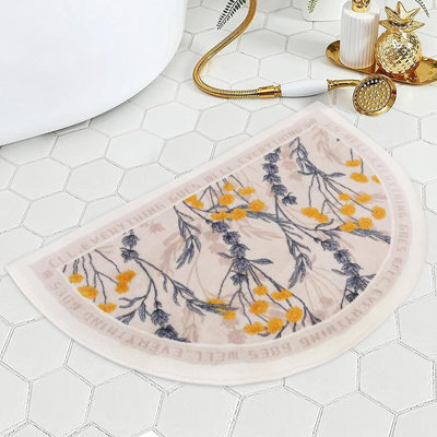 Half Circle Boho Bathroom Rugs - Non Slip, Machine Washable Half Round Bohemian Retro Bath Mat For Bathroom,Kitchen, Bedroom, Tub And Shower, Indoor Floor And Door Mat, Large