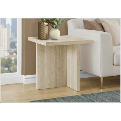 Table d'appoint moderne en stratifié de style travertin, 24 pouces de haut, parfaite pour le salon et la chambre à coucher