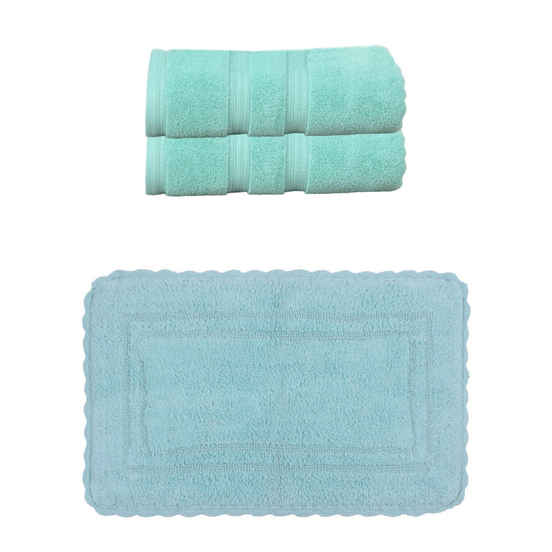 Ensemble de serviettes de bain 8 pièces et 1 tapis de bain 1 pièce Colson, 100% coton doux, ivoire, Gris foncé