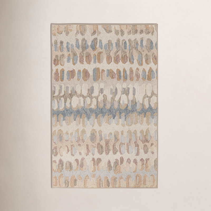 Paint Chip Natural Machine Printed Washable Rug, Rectangle 4' x 6'