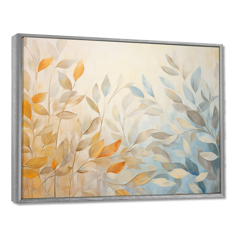 Leaves Autumn Sunlight Harmony I - Feuilles, impressions encadrées, 24" H x 32" W, White Picture Framed