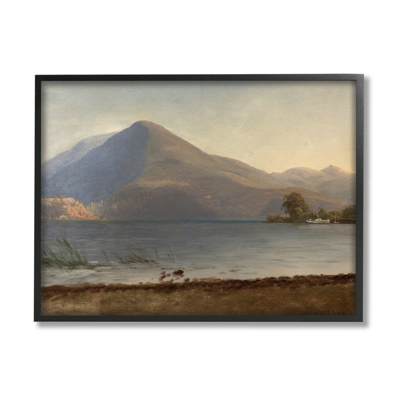 «On the Hudson Traditional Albert Bierstadt» par One1000paintings - peinture sur toile à cadre flottant