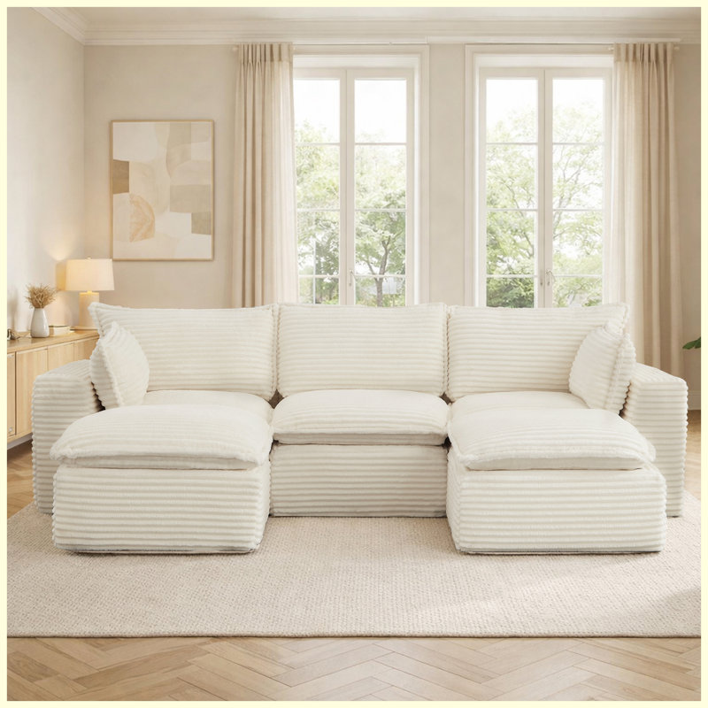 Canapé-lit convertible Corduroy, H 30,3 po x l 70,1 po x P 109,4 po, White
