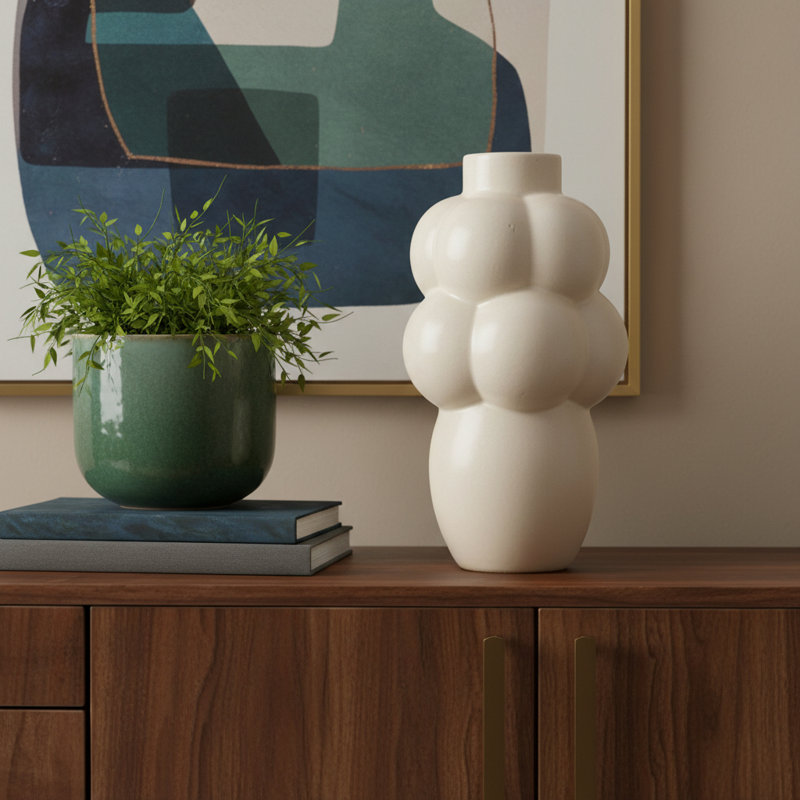 Vase de table 14 "en céramique crème