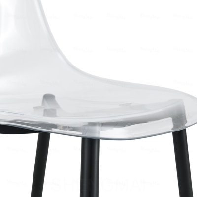Ensemble de table et de chaises Table de salle à manger ovale en verre trempé de 71 pouces de style luxueux à double colonne noire. Jumelé avec 8 chaises en plastique transparent avec pieds en métal noir.