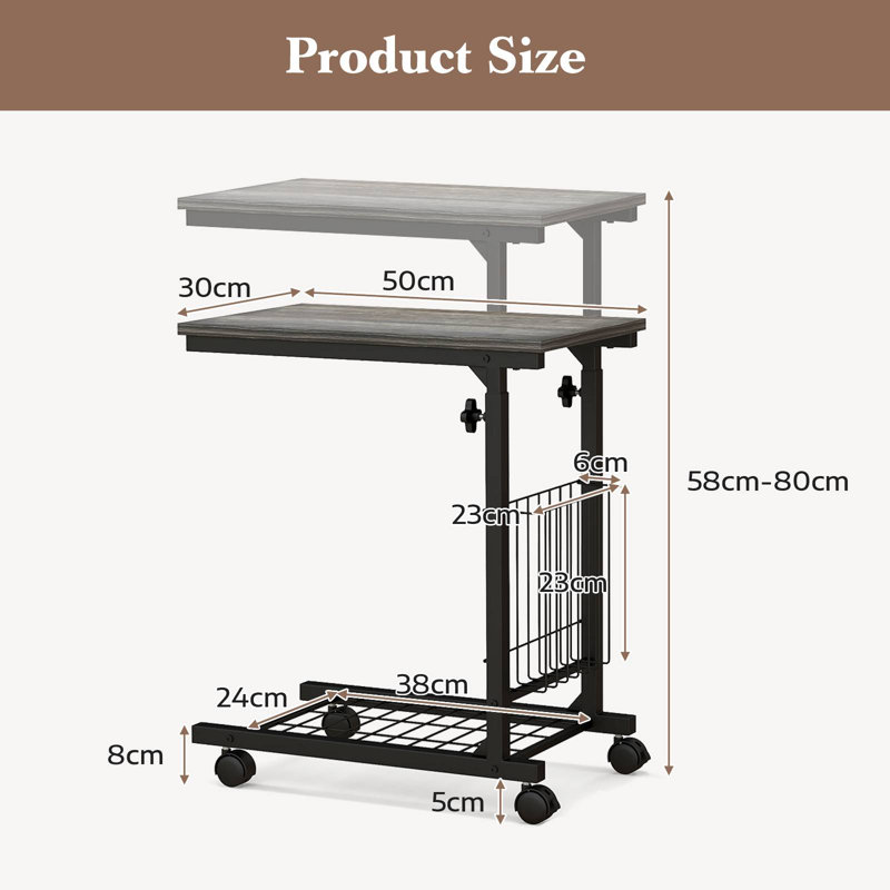Nessy Floor Shelf End Table, Grey