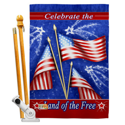 Double Sided 40'' H x 28'' W Polyester Independence Day Flag Set