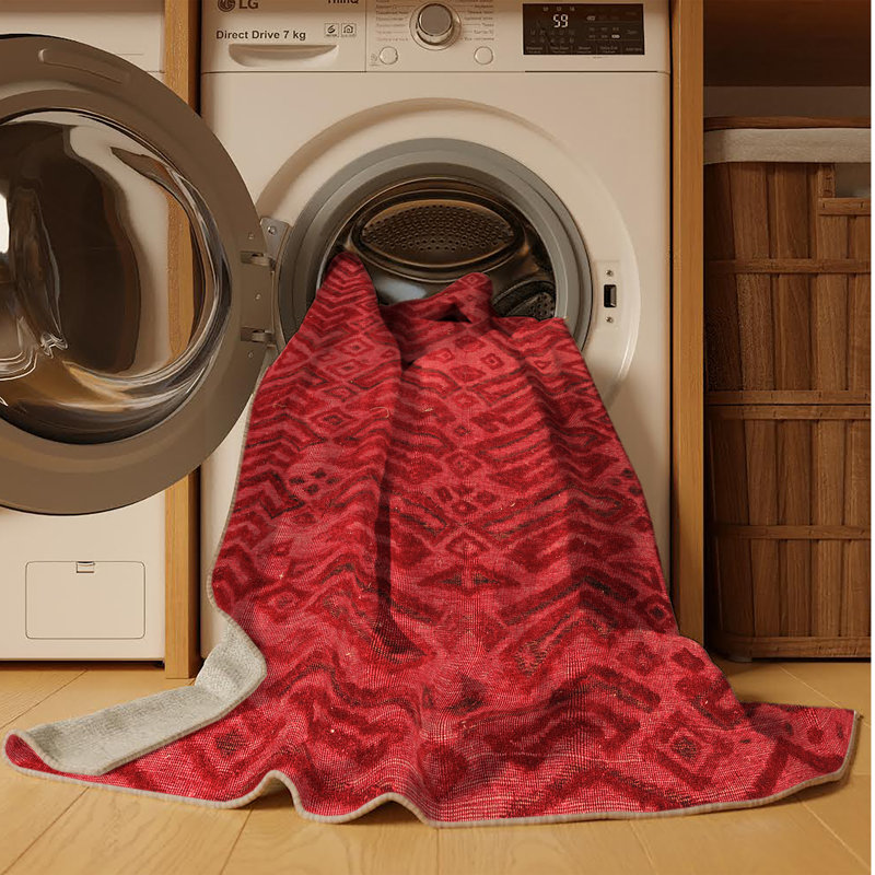 Tapis rouge en chenille / polyester tissé à la machine Mercorr, Rectangle 2 pi x 3 pi