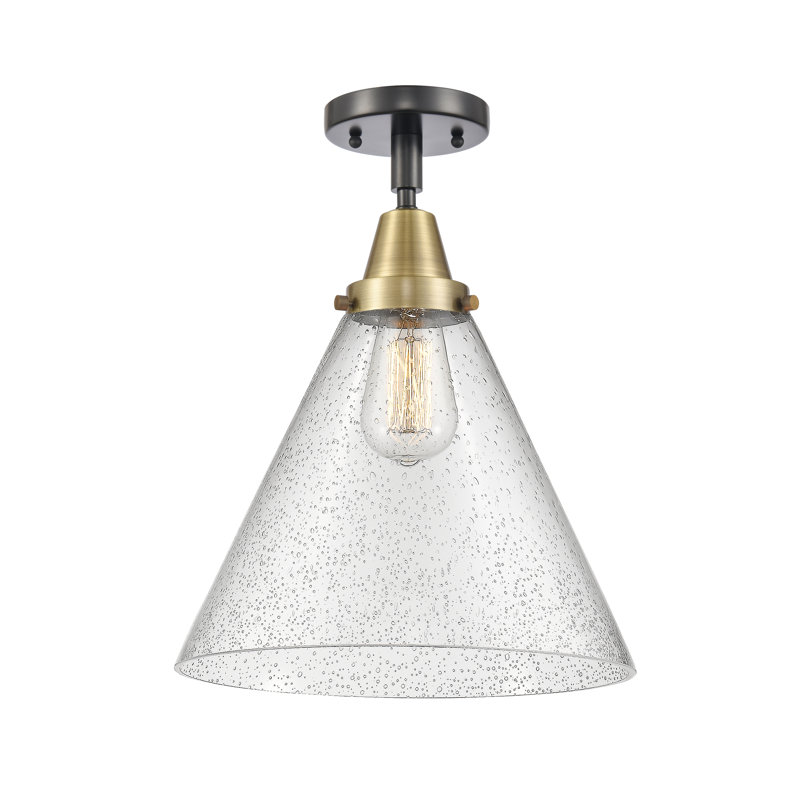 Plafonnier en verre, DEL, Non, Laiton antique noir