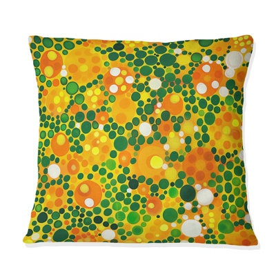 Orange Green Polka Dot I - Polka Dot Throw Pillow