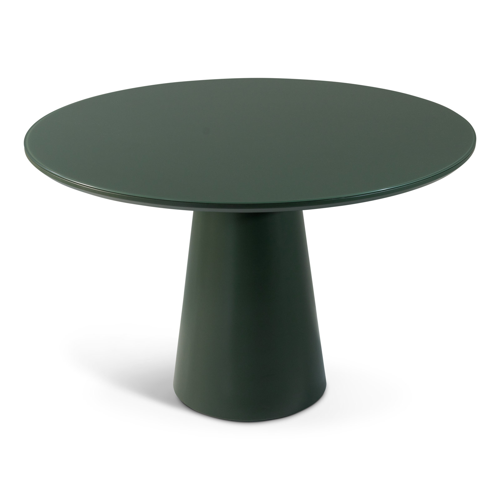 Burdon 47" Glass Top Pedestal Dining Table, Green