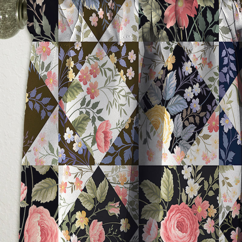 Rideau simple occultant à motif géométrique Roses, L 52 po x L 108 po