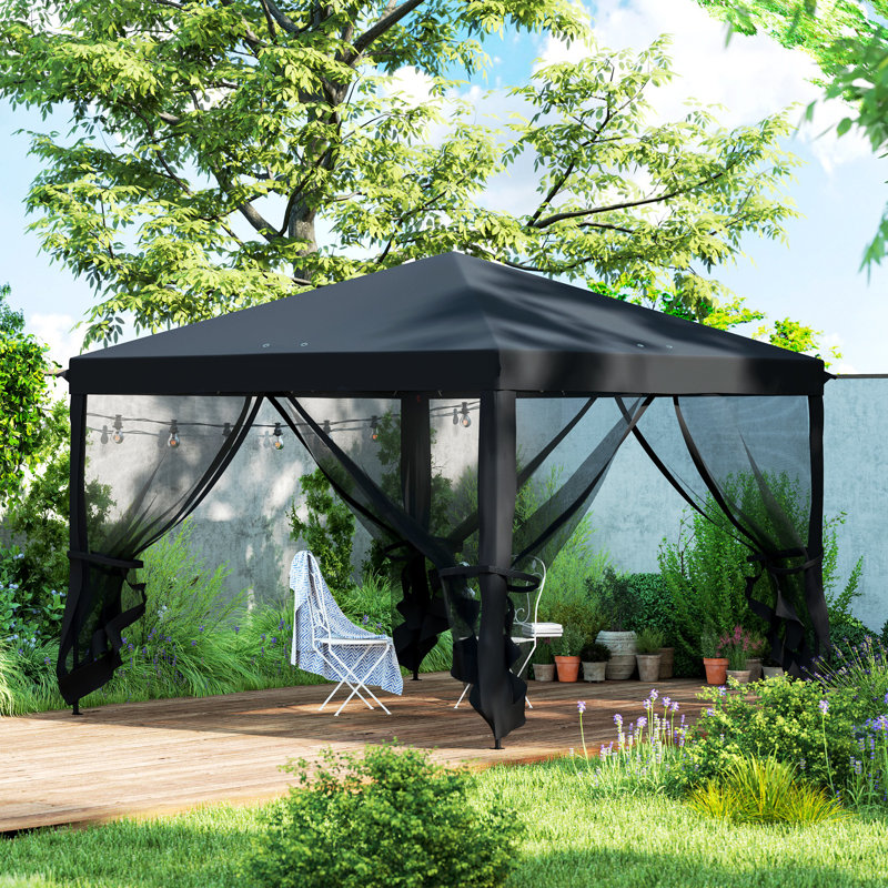 Pop Up 25 Ft. W x 25 Ft. D Metal Soft-top Canopy, Black