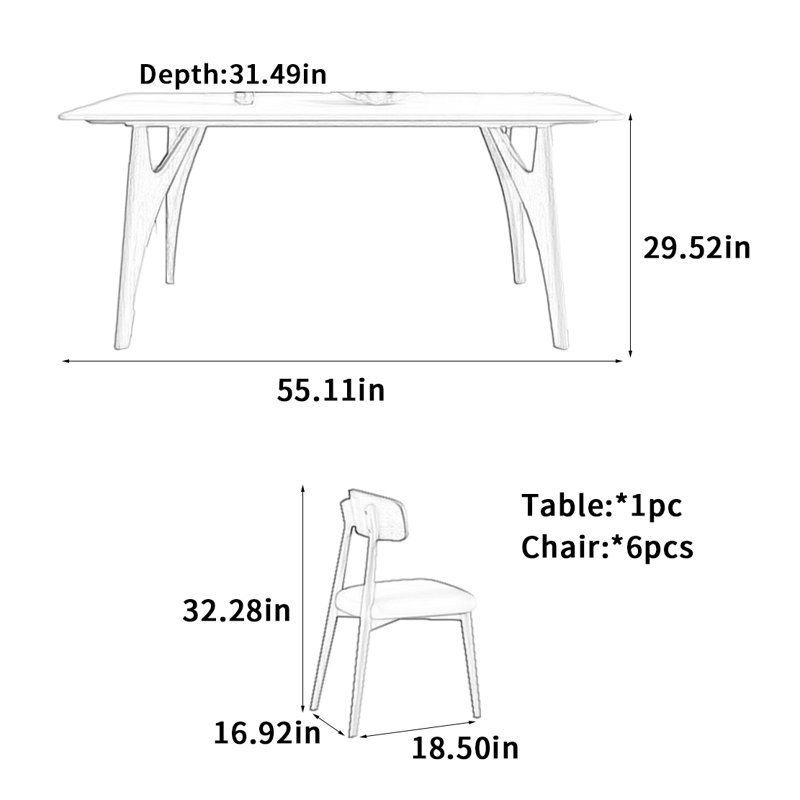 Table de salle à manger All Rock, H 29,52 po x L 55,11 po x l 31,49 po