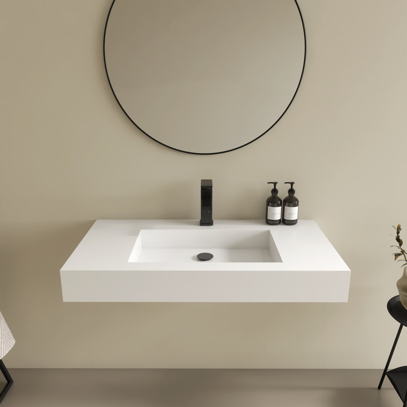 35" Premium Wall Mount Stone Resin Bathroom Sinks