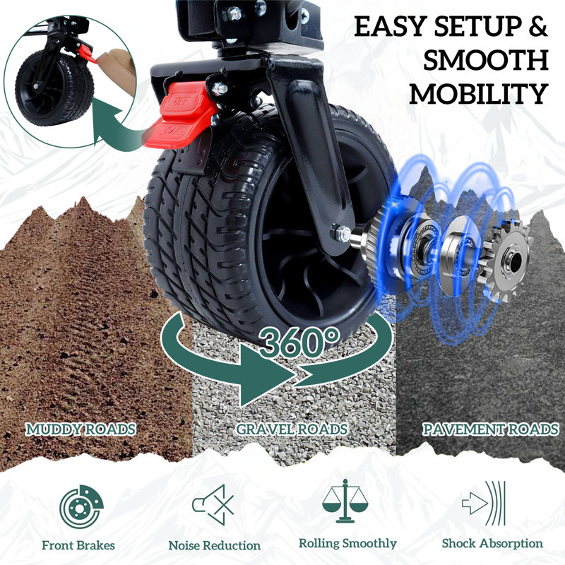 Chariot pliable d'une capacité de 400 lb avec hayon rallongé et chariot tout terrain robuste pour les activités de plein air