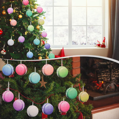 36-piece Macaron Wooden Christmas Tree Ornaments