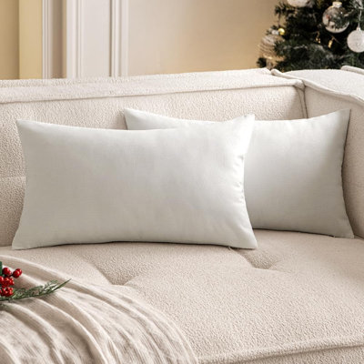 Set of 2 Polyester Indoor/Outdoor Throw Pillows Covers 12"x20" Lumbar support
