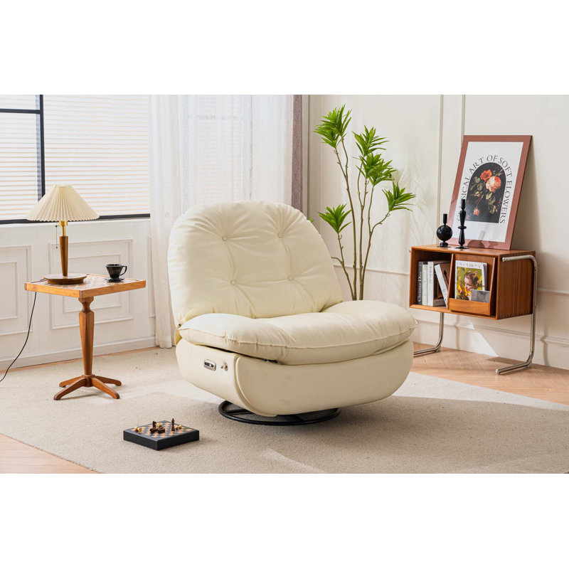 Fauteuil inclinable en cuir Albia, Similicuir blanc