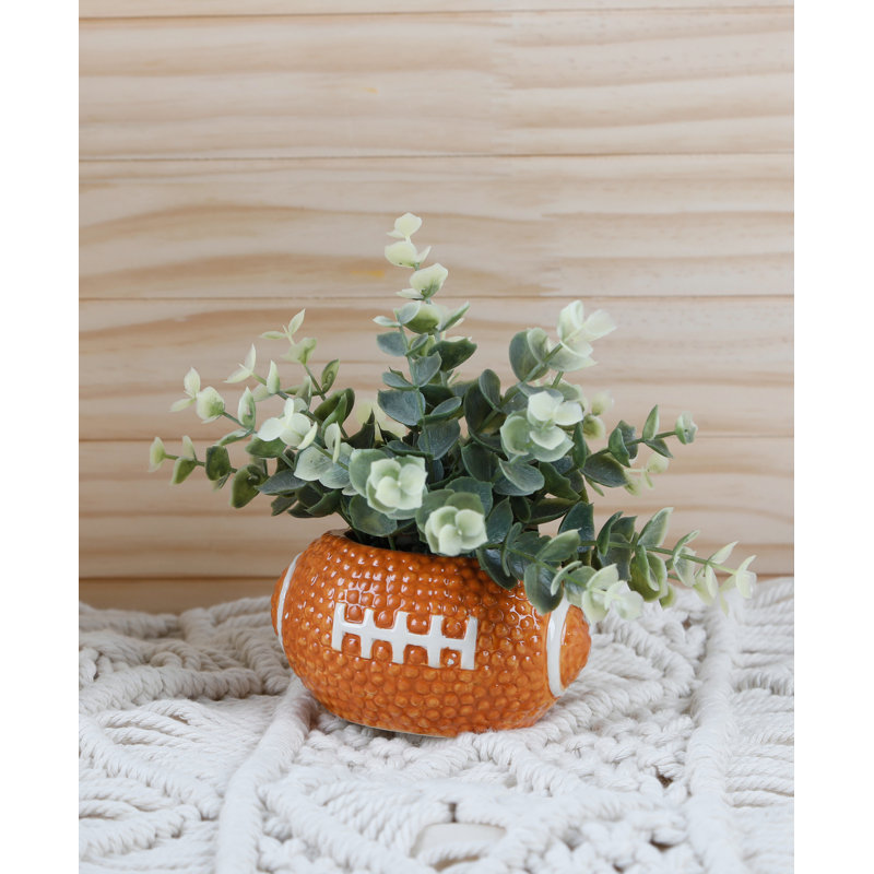 4.75'' Faux Eucalyptus Plant in Ceramic Decorative Vase