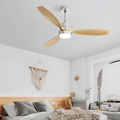 Ventilateur de plafond à DEL intégré de 52 pouces avec ensemble d'éclairage et télécommande pour le salon