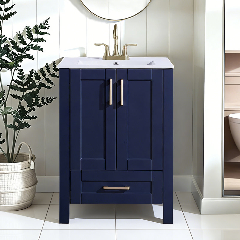 Meuble-lavabo simple 24 po avec lavabo en céramique