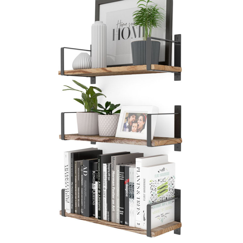 Tablette en bois massif Ternate, Brun, H 6 po x l 17 po x P 6,3 po