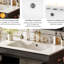 Meuble-lavabo rustique de 30 po, lavabo en céramique, poignées de porte cachées, fermeture en douceur, assemblage rapide et facile, pour nettoyer-400612511