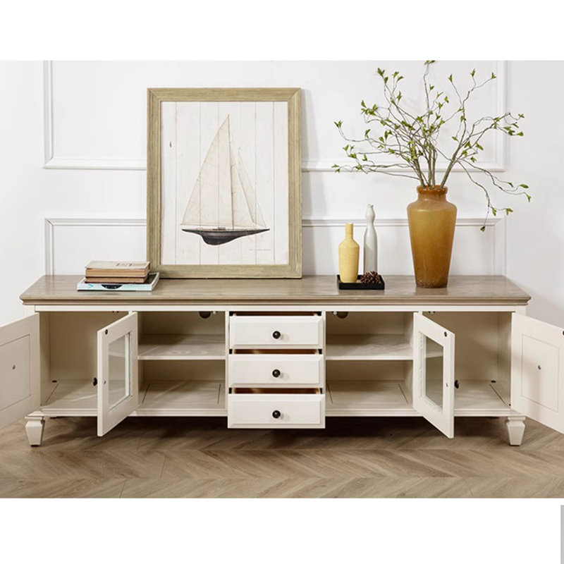 American solid wood high legged TV stand