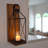 Wood Rustic Candle Holder Decorative Candle Lantern with Glass Holde